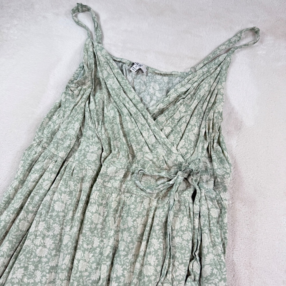 4u.w. Wrap Dress Women 1X Green Floral Excellent Boho Cottagecore Rayon Midi